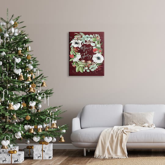Stupell Industries Merry & Jolly Seasonal Mushroom Wreath Canvas Wall Art